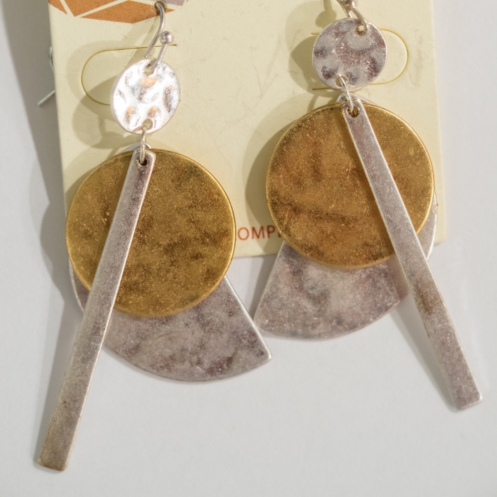 Bohemian Style Hammered Metal Silver Earrings